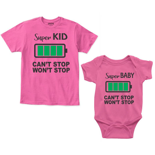 super kid baby Sibling pink