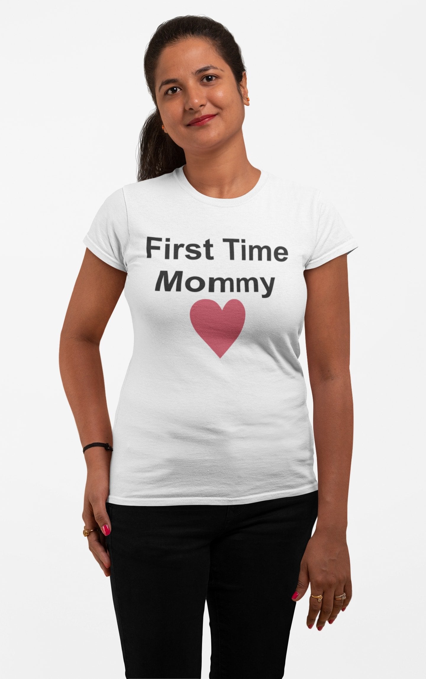 first time mommy printed tshirt white
