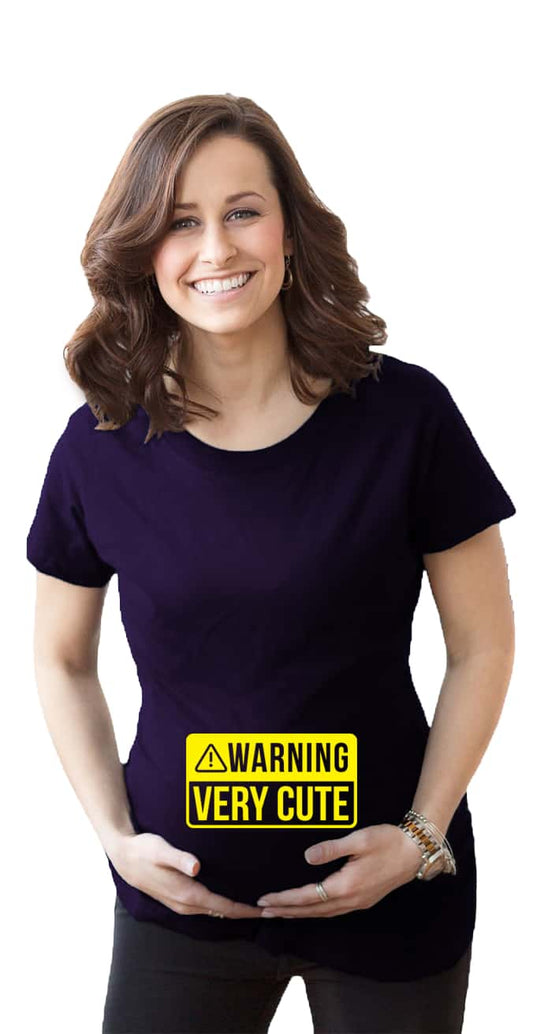 Warning Very Cute Printed Maternity T-Shirts for Pregnant Women