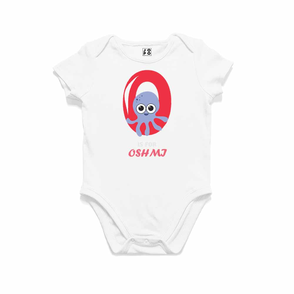 Kid's Alphabet 'O for Oshmj' name Multicolor T-shirt/Romper