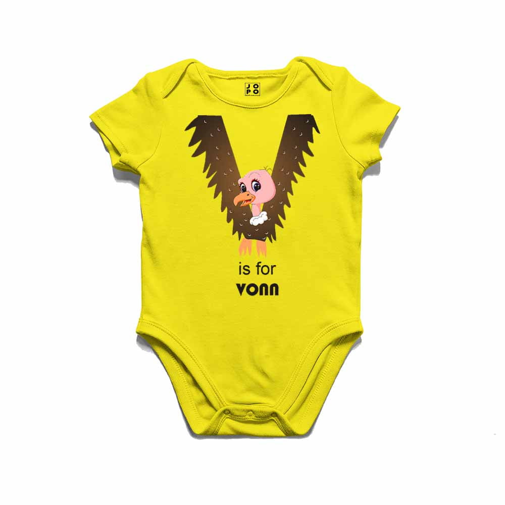 Kid's Alphabet 'V for Vonn' name Multicolor T-shirt/Romper