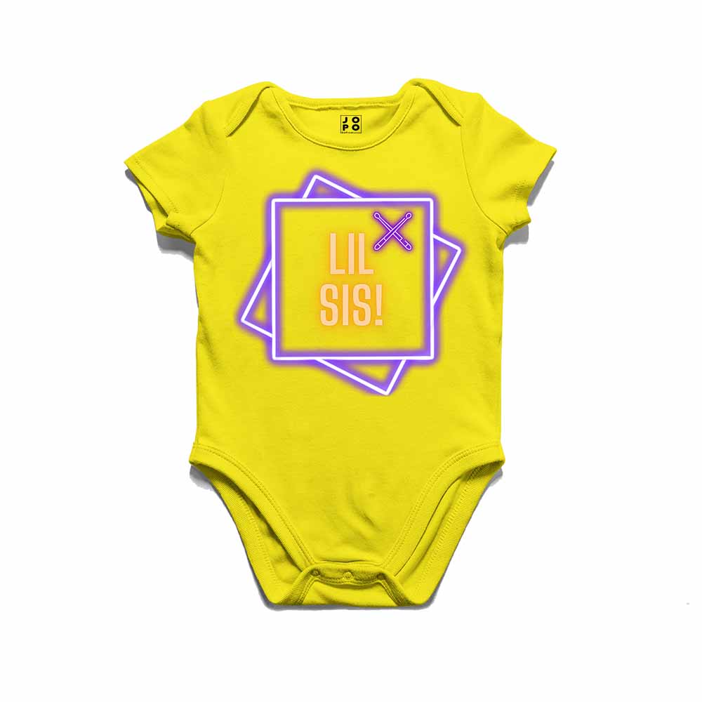 Lil Sis Neon box design Multicolor T-shirt/Romper