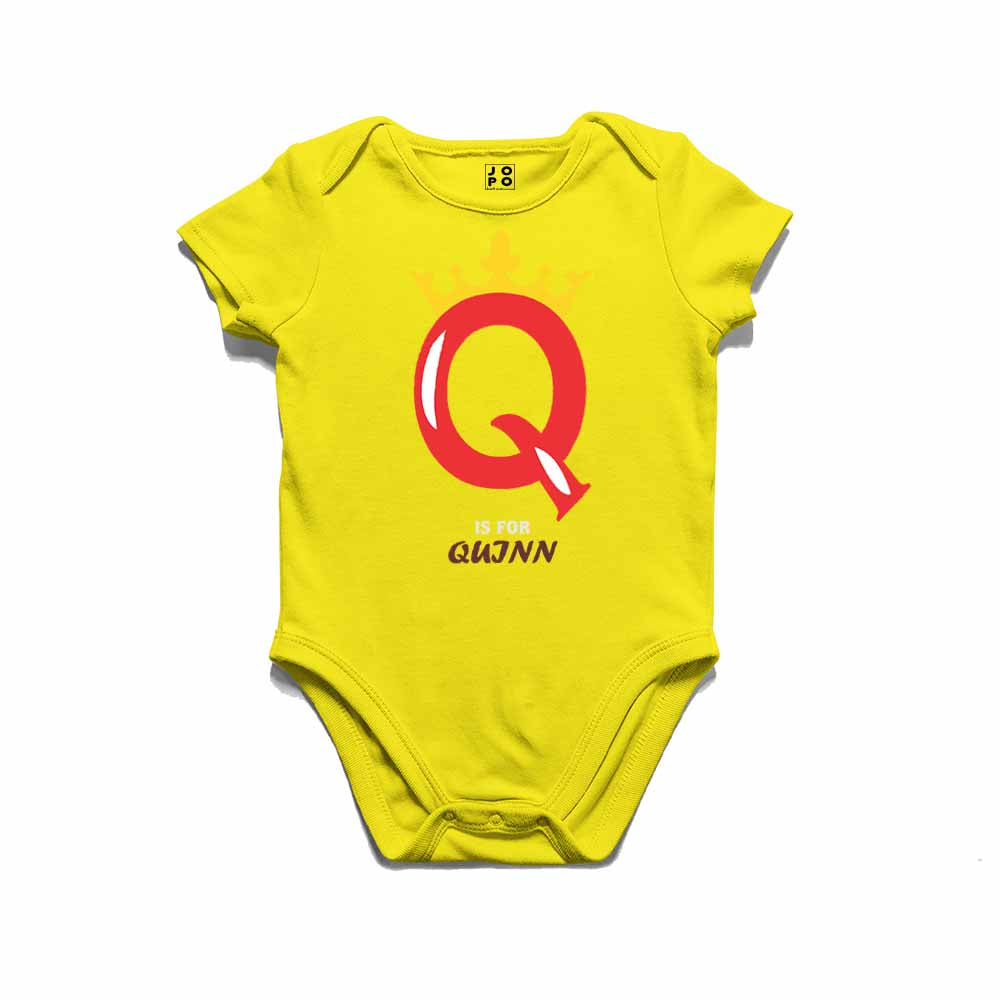 Kid's Alphabet 'Q for Qujnn' name Multicolor T-shirt/Romper