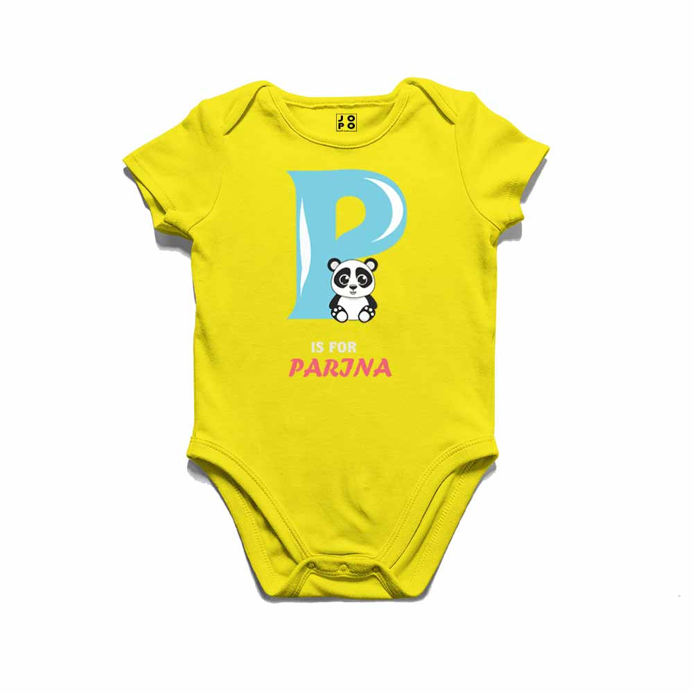 Kid's Alphabet 'P for Parjna' name Multicolor T-shirt/Romper