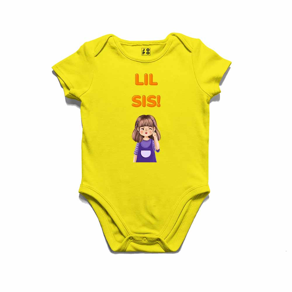 Lil Sis Cartoon Design Multicolor T-shirt/Romper