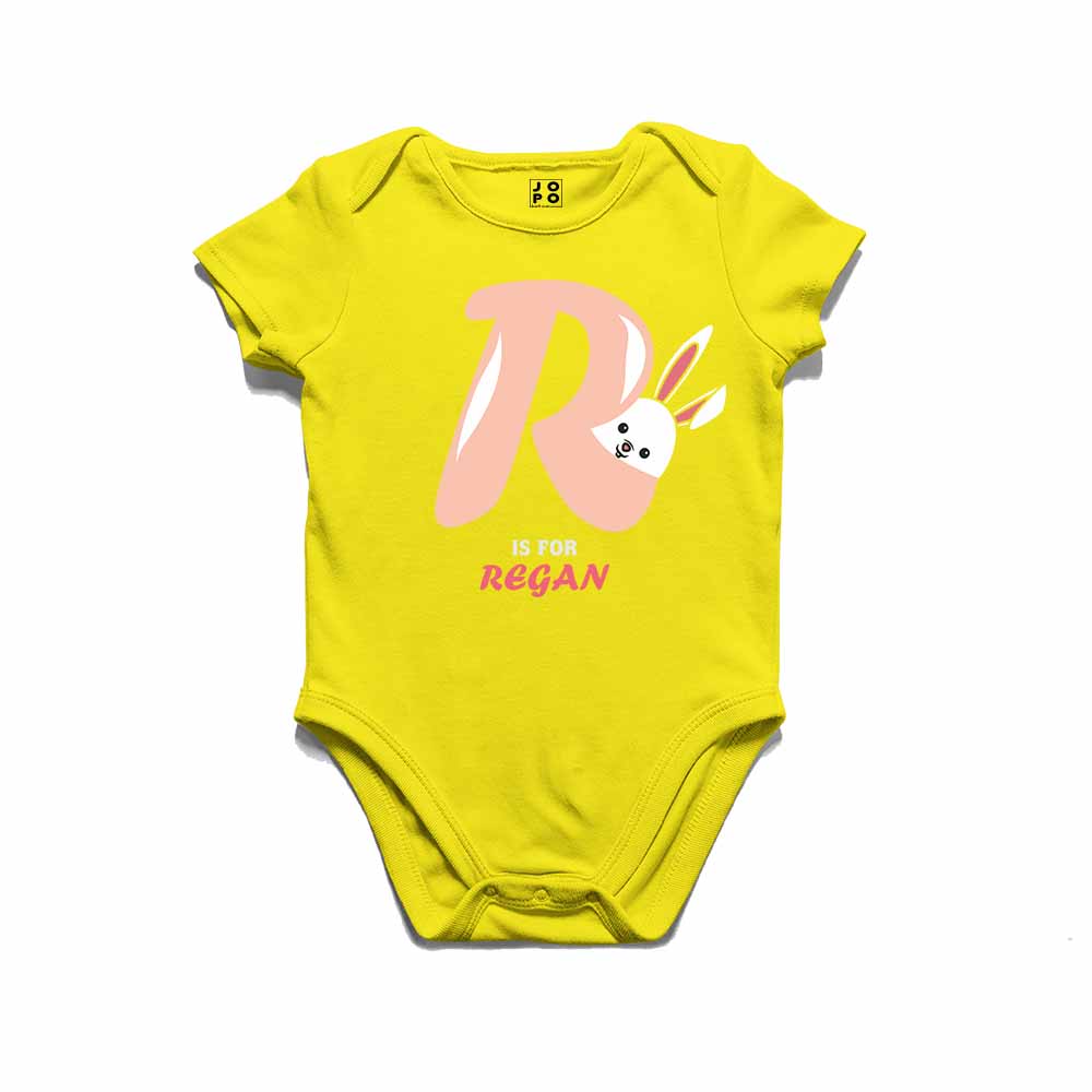 Kid's Alphabet 'R for Regan' name Multicolor T-shirt/Romper