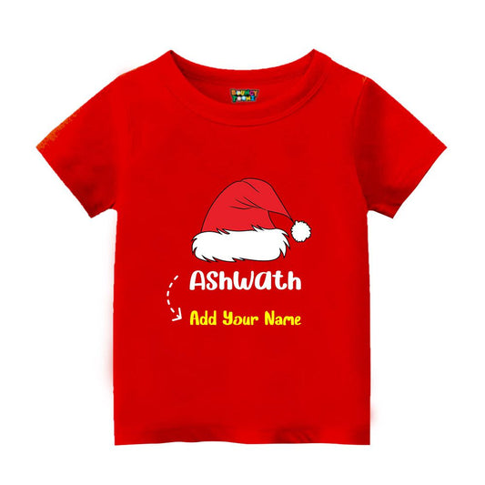 Personalized Kid's Santa Hat T-Shirt - Custom Name Christmas Tee