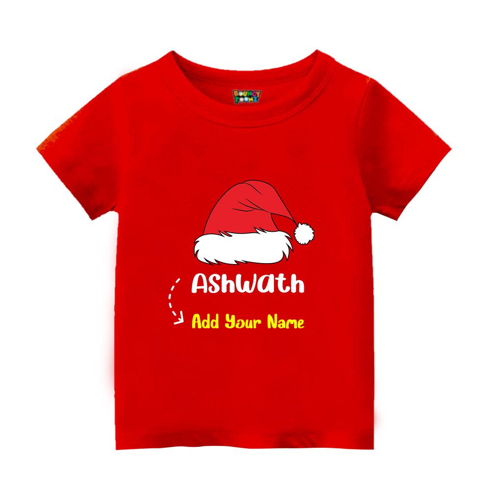 Customised Christmas Hat Theme Tshirt for Kids