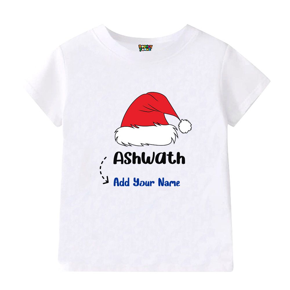 Customised Christmas Hat Theme Tshirt for Kids