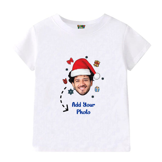 Custom Photo Face Christmas T-Shirt - Personalized Face in Santa Hat Tee
