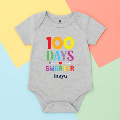  100 days smarter Grey baby onesie