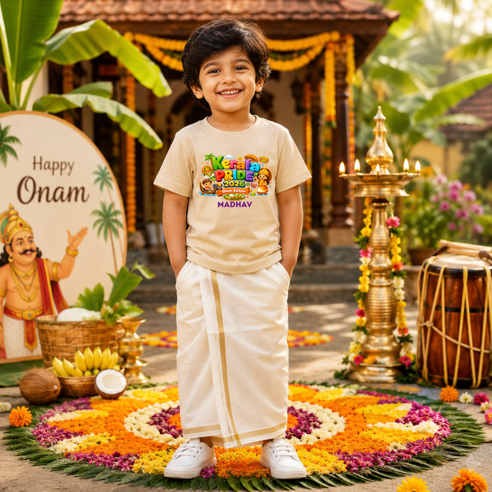 Onam Kids T-Shirt | Soft Cotton Happy Onam Festival Outfit