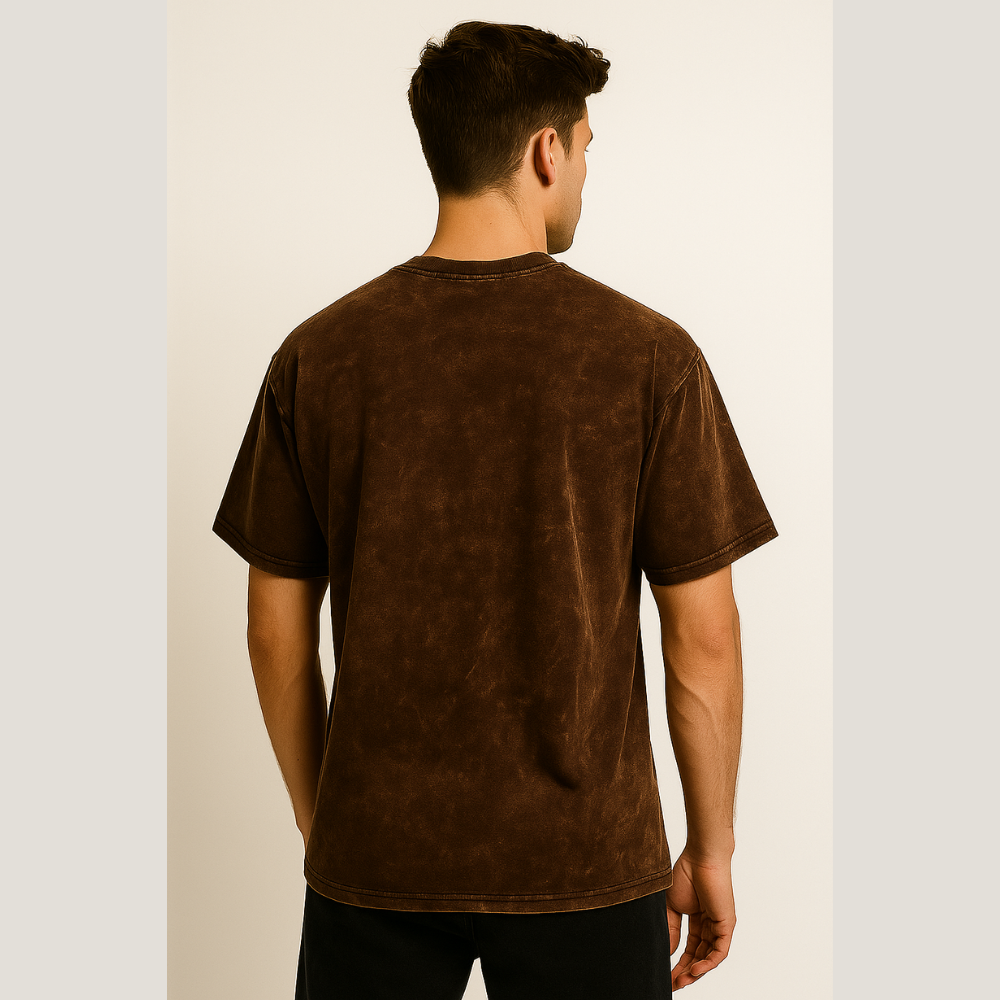 Customised Urban Wash Oversized Tee – Vintage Rust Brown