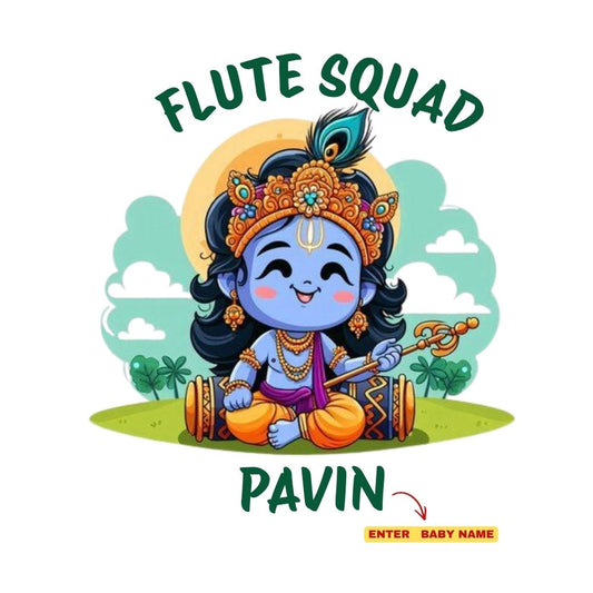 Flute Squad Personalized Krishna Janmashtami Kids T-Shirt – Custom Name
