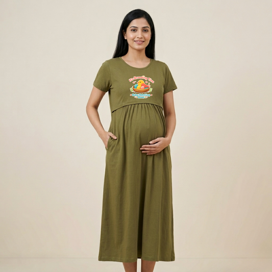 Ultra Soft Cotton Maternity Dress with Feeding Access