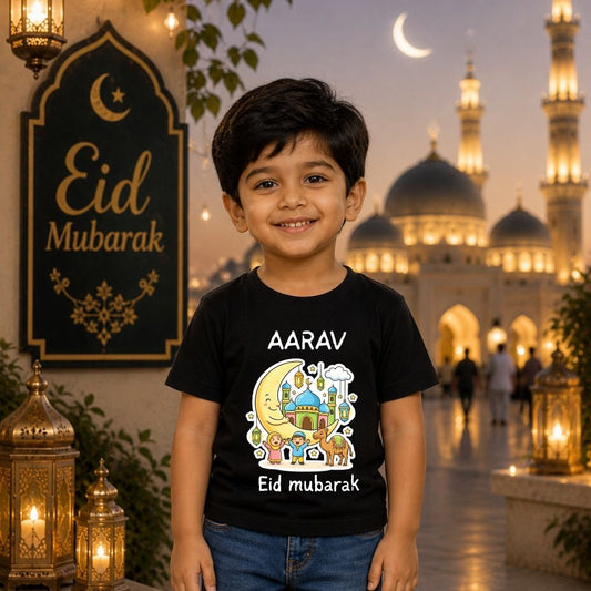 Customized Bakrid Kids T-Shirt with Name | Eid Mubarak Special Tee