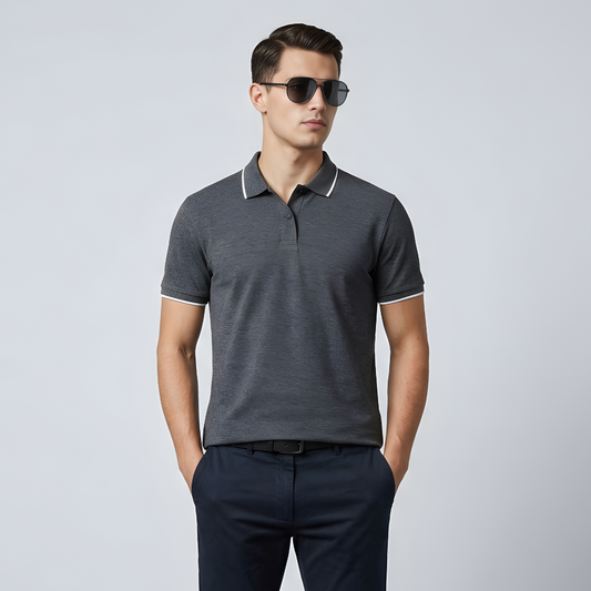 Charcoal Polo T-Shirt for Men – Cotton Collar T-Shirt Regular Fit