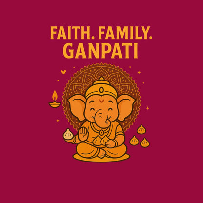 Ganesh Chathurthi Family Twinning Tshirts - Maroon