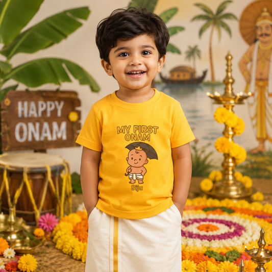 Onam Special My First Onam Baby T-Shirt – Drum Beat Design