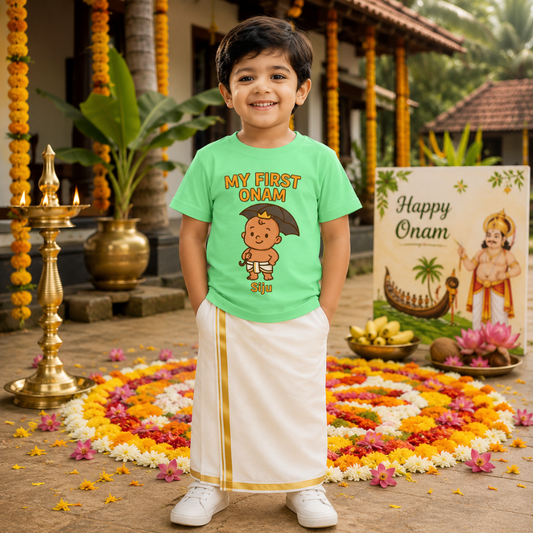 Onam Special My First Onam Baby T-Shirt – Drum Beat Design