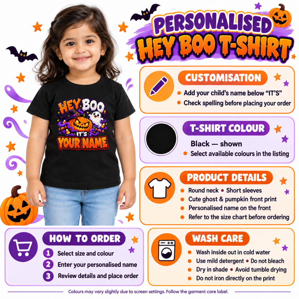 Personalised Kids Halloween T-Shirt – Boo Crew Name Print