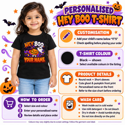 Personalised Kids Halloween T-Shirt – Boo Crew Name Print