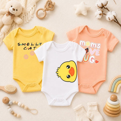 Cute Chick, Cat & Mommy's Love Baby Rompers | Premium Cotton Onesies for Newborns, Infants & Toddlers