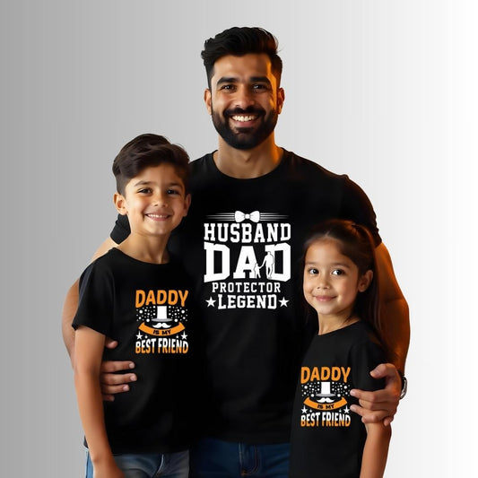 Dad Protector And Daddy Is My Bestfriend Matching Tshirts - Custom Names