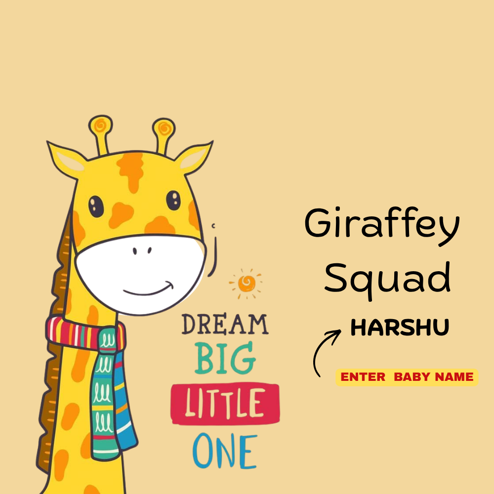 Giraffe Squad Kids Co-Ord Set | Custom Name Cotton T-Shirt & Shorts for Boys & Girls