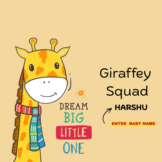 Giraffe Squad Kids Co-Ord Set | Custom Name Cotton T-Shirt & Shorts for Boys & Girls