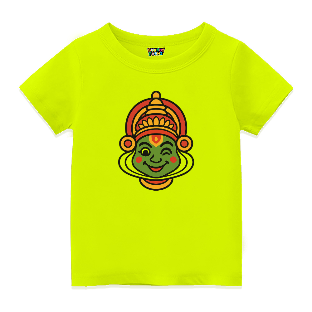 Kathakali Face Printed Kids T-Shirt – Traditional Kerala Onam Festival Outfit