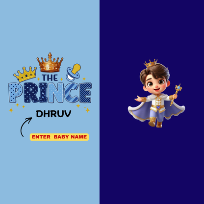 Little Prince Kids Co-Ord Set | Custom Name Cotton T-Shirt & Shorts for Boys