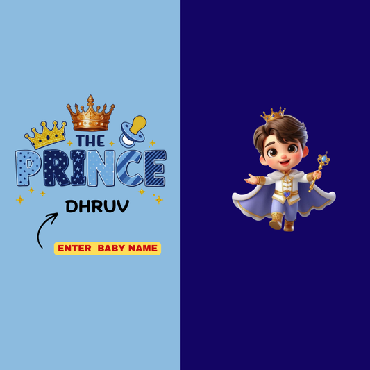 Little Prince Kids Co-Ord Set | Custom Name Cotton T-Shirt & Shorts for Boys