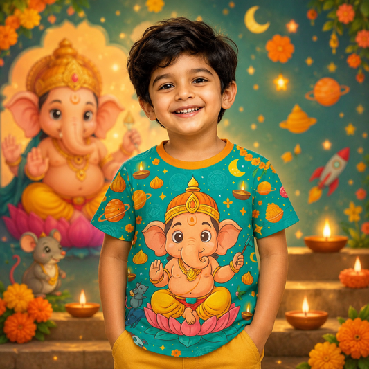 Vinayagar Chathurthi Cute Lord Ganapathi Printed Jersey