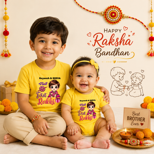 Memory Maker Rakhi Combo Romper & T-Shirt