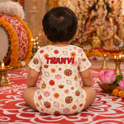 My First Durga Puja Baby Romper | Festive Maa Durga Onesie for Infants customised