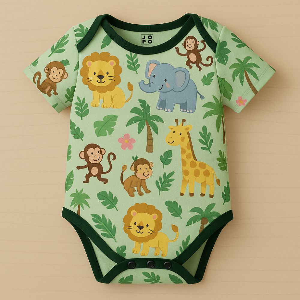 Little Explorer Jungle Baby Romper Jersey – Personalized Green Bodysuit