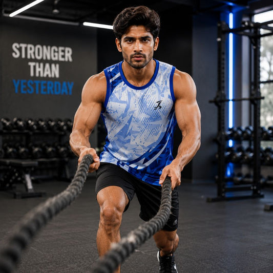 Men's Premium Active Wear Sleeveless Tank | Blue Sports Gym Vest