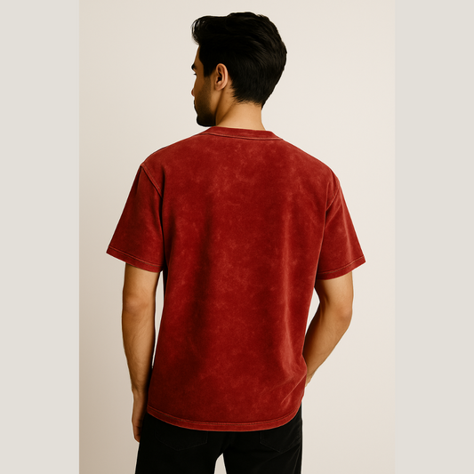 Vintage Maroon Red - Personalised Urban Wash Oversized Tee