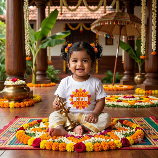 Personalized Happy Onam Cotton T-Shirt for Boys & Girls