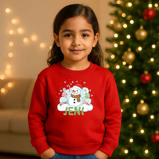 Personalized Kids Snowman Sweatshirt | Custom Name Winter Christmas Outfit