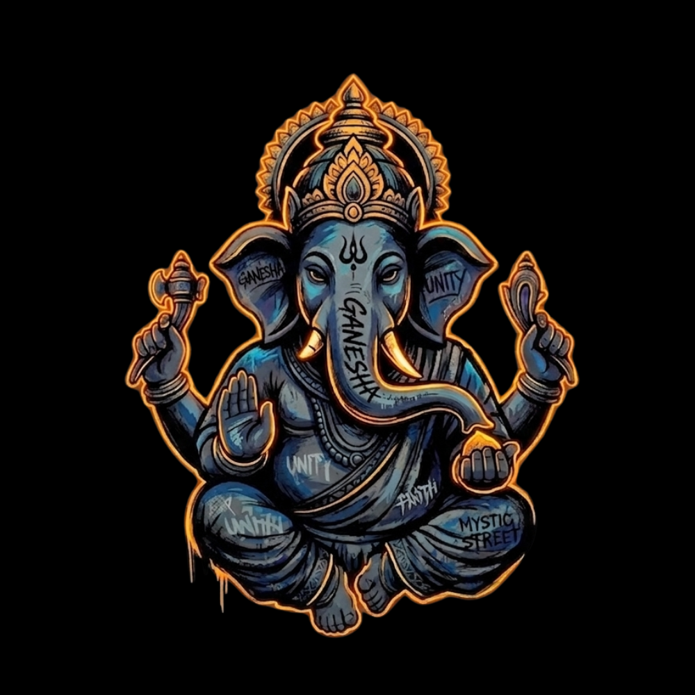 Lord Ganesha Graphic T-Shirt for Men | Ganpati Bappa Black T-Shirt