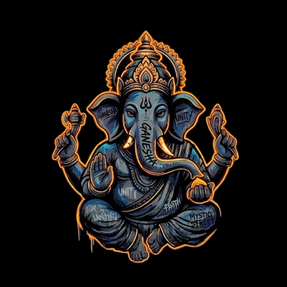 Lord Ganesha Graphic T-Shirt for Men | Ganpati Bappa Black T-Shirt