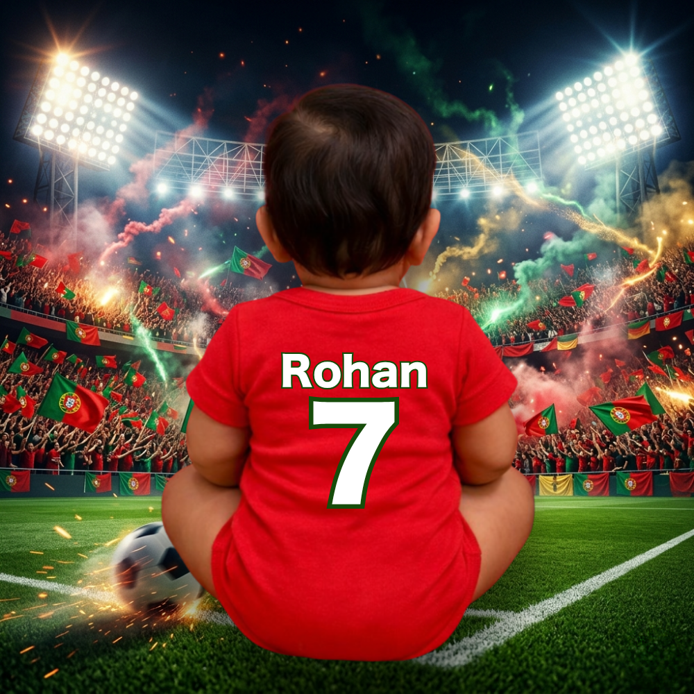 Little Portugal Fan Baby Romper – Personalized Football Theme Infant Onesie