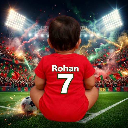 Little Portugal Fan Baby Romper – Personalized Football Theme Infant Onesie