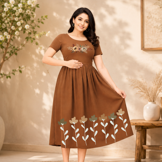 Soft Cotton Nursing Dress with Pocket for Everyday Use