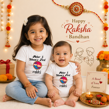 Personalized Rakhi Gift Set T-Shirt & Romper