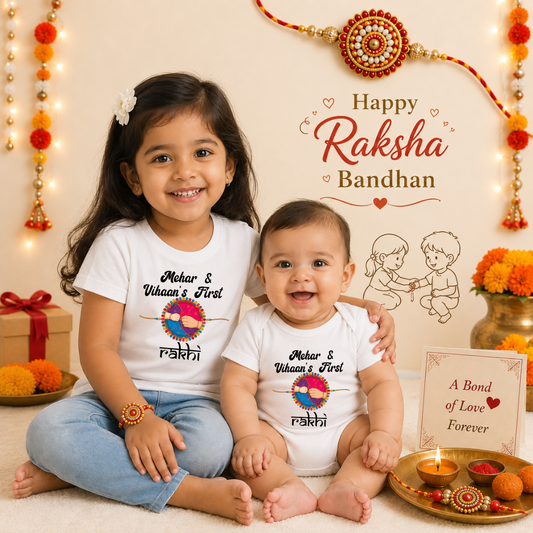 Personalized Rakhi Gift Set T-Shirt & Romper