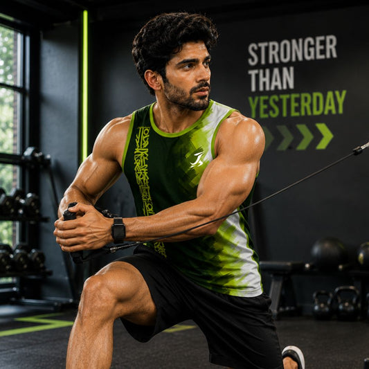 Green Performance Gym Vest for Men | Running & Workout Tank