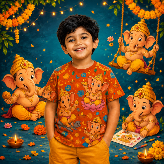Vinayagar Chathurthi Cute Lord Ganapathi Printed Jersey